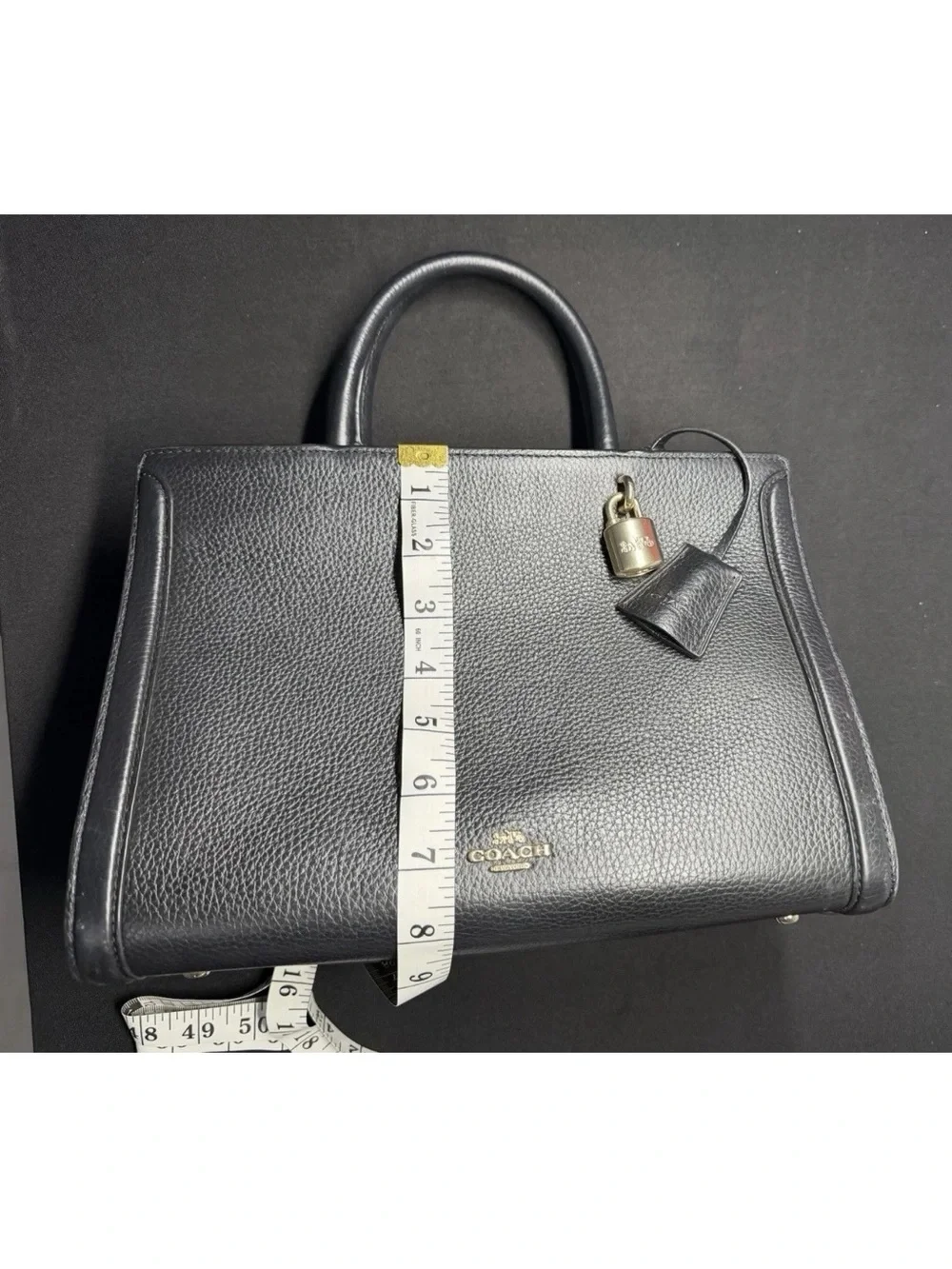 Coach Borough Bag Black Gold Logo Pre-Owned Excellent Conditions - Picture 3 of 5
